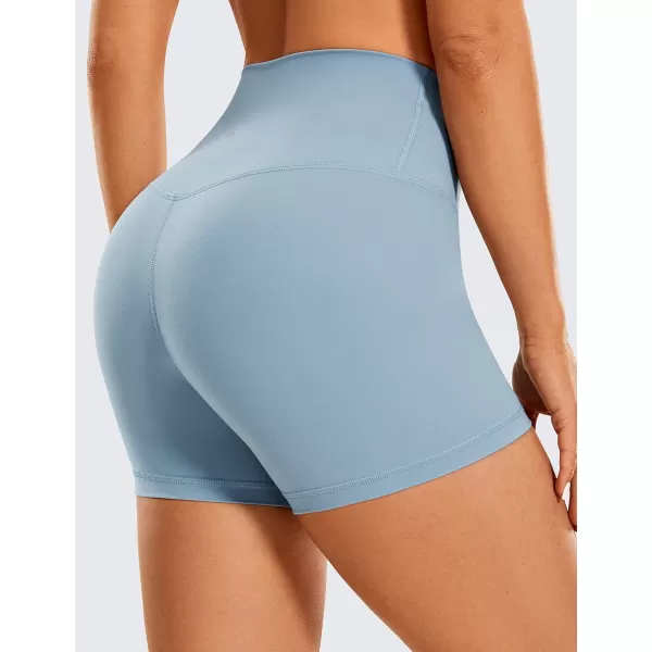 CRZ YOGA Womens Brushed Naked Feeling Biker Shorts 4  6  8  High Waist Matte Workout Gym Running Spandex ShortsThe Breeze Blue