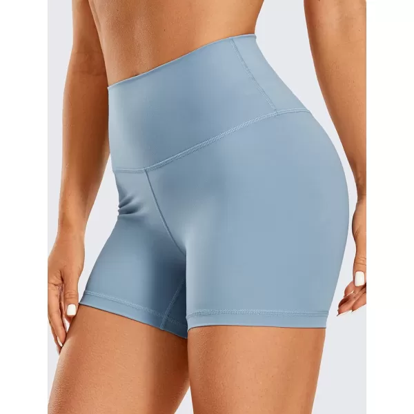 CRZ YOGA Womens Brushed Naked Feeling Biker Shorts 4  6  8  High Waist Matte Workout Gym Running Spandex ShortsThe Breeze Blue