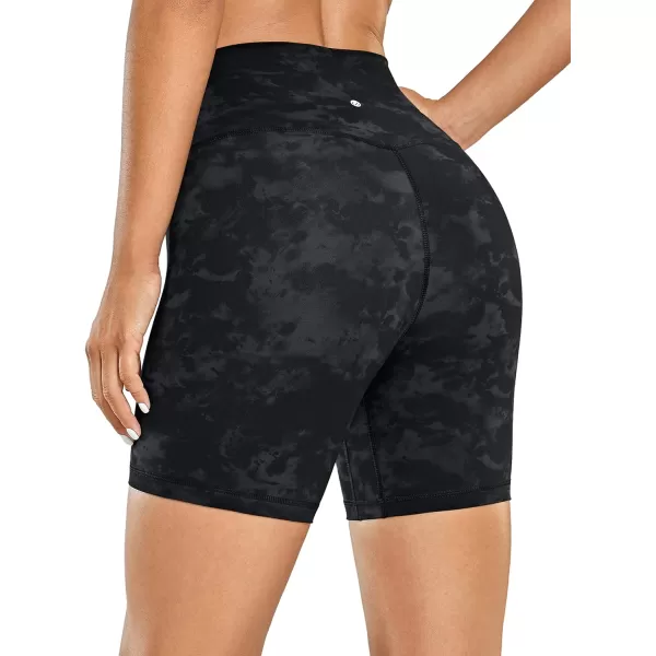 CRZ YOGA Womens Brushed Naked Feeling Biker Shorts 4  6  8  High Waist Matte Workout Gym Running Spandex ShortsTie Dye Smoke Ink