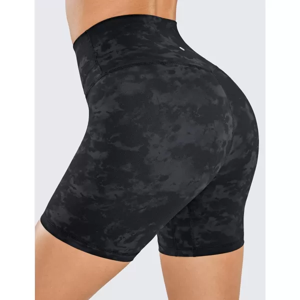 CRZ YOGA Womens Brushed Naked Feeling Biker Shorts 4  6  8  High Waist Matte Workout Gym Running Spandex ShortsTie Dye Smoke Ink