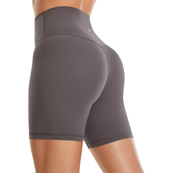 CRZ YOGA Womens Brushed Naked Feeling Biker Shorts 4  6  8  High Waist Matte Workout Gym Running Spandex ShortsTornado Grey