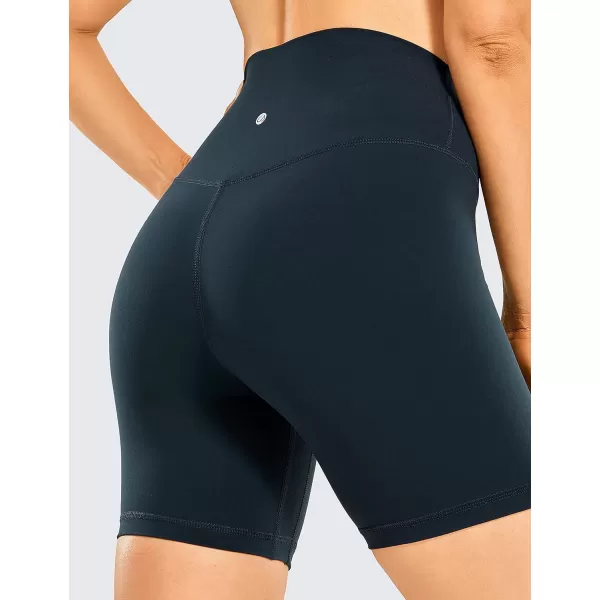 CRZ YOGA Womens Brushed Naked Feeling Biker Shorts 4  6  8  High Waist Matte Workout Gym Running Spandex ShortsTrue Navy