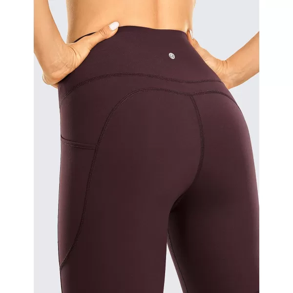 CRZ YOGA Womens Brushed Naked Feeling Biker Shorts 6  8  High Waist Matte Workout Gym Spandex Shorts Side PocketsDark Russet