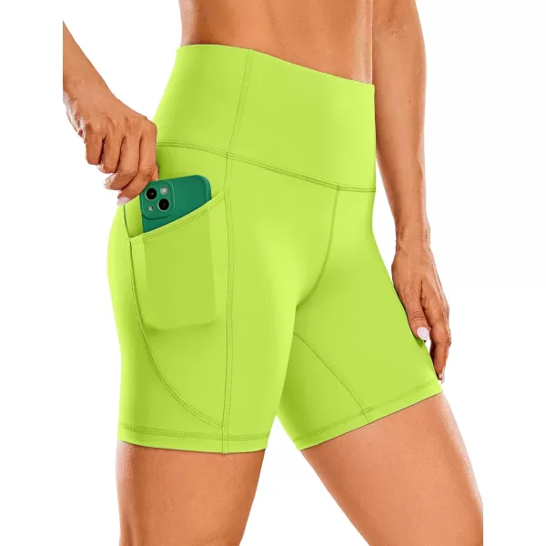 CRZ YOGA Womens Brushed Naked Feeling Biker Shorts 6  8  High Waist Matte Workout Gym Spandex Shorts Side PocketsGrey Olive