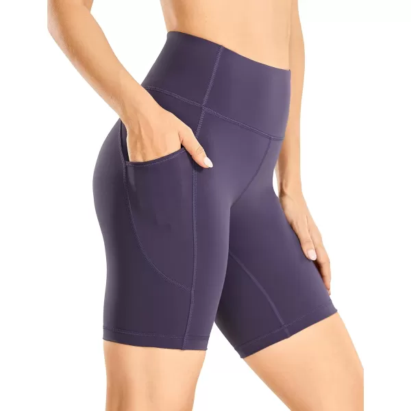 CRZ YOGA Womens Brushed Naked Feeling Biker Shorts 6  8  High Waist Matte Workout Gym Spandex Shorts Side PocketsMoon Violet