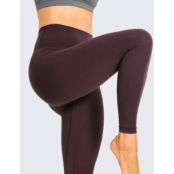 CRZ YOGA Womens Brushed Naked Feeling Workout Leggings 25  28 High Waisted Gym Compression Tummy Control Yoga PantsArctic Plum