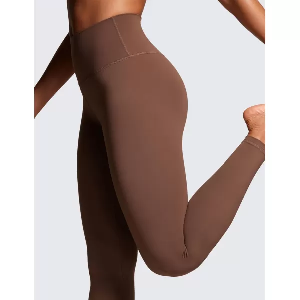 CRZ YOGA Womens Brushed Naked Feeling Workout Leggings 25  28 High Waisted Gym Compression Tummy Control Yoga PantsCoffee Brown