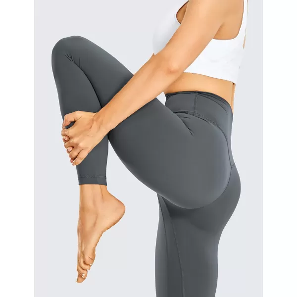 CRZ YOGA Womens Brushed Naked Feeling Workout Leggings 25  28 High Waisted Gym Compression Tummy Control Yoga PantsDark Carbon