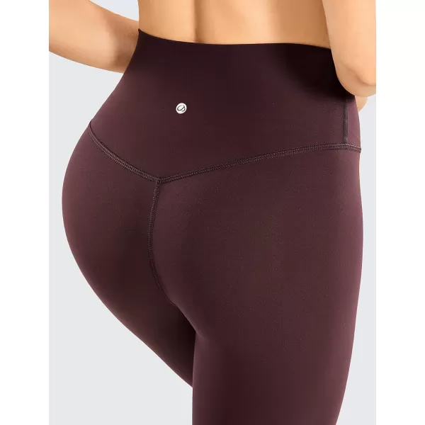 CRZ YOGA Womens Brushed Naked Feeling Workout Leggings 25  28 High Waisted Gym Compression Tummy Control Yoga PantsDark Russet