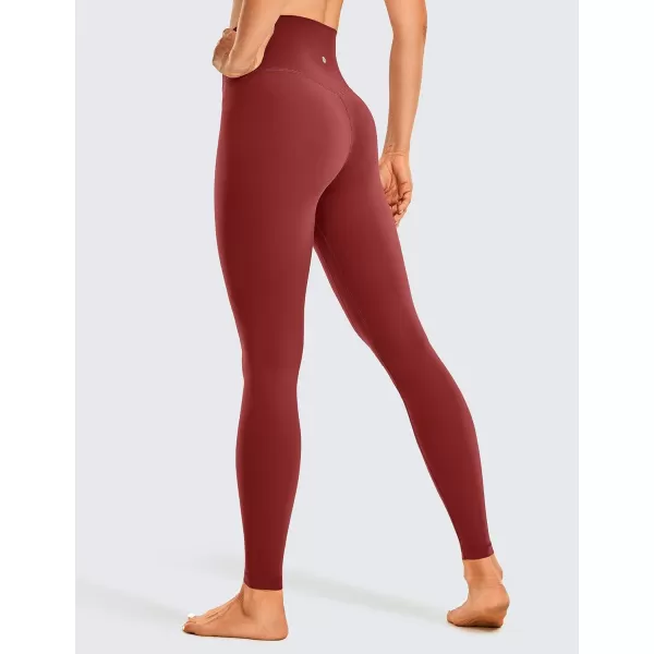 CRZ YOGA Womens Brushed Naked Feeling Workout Leggings 25  28 High Waisted Gym Compression Tummy Control Yoga PantsDeep Wine