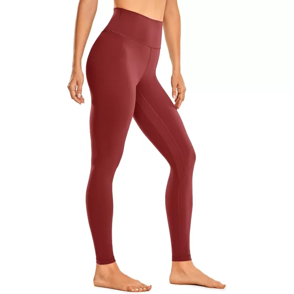 CRZ YOGA Womens Brushed Naked Feeling Workout Leggings 25  28 High Waisted Gym Compression Tummy Control Yoga PantsDeep Wine