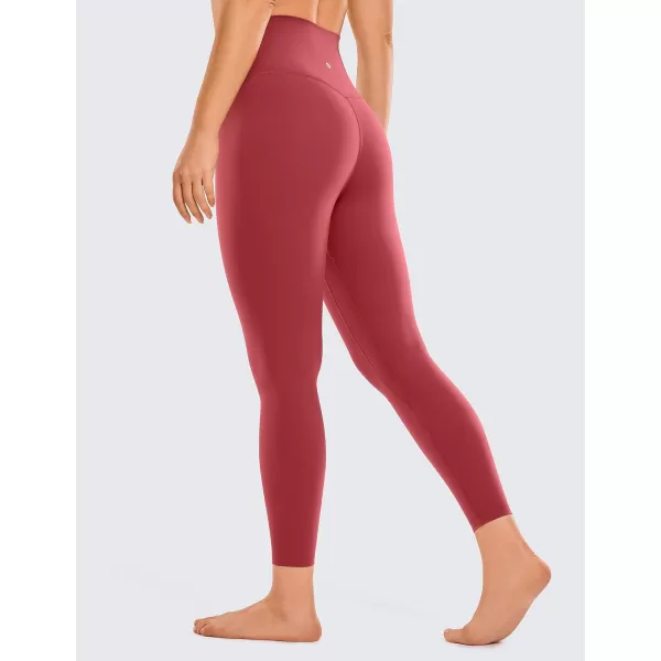 CRZ YOGA Womens Brushed Naked Feeling Workout Leggings 25  28 High Waisted Gym Compression Tummy Control Yoga PantsDeep Wine