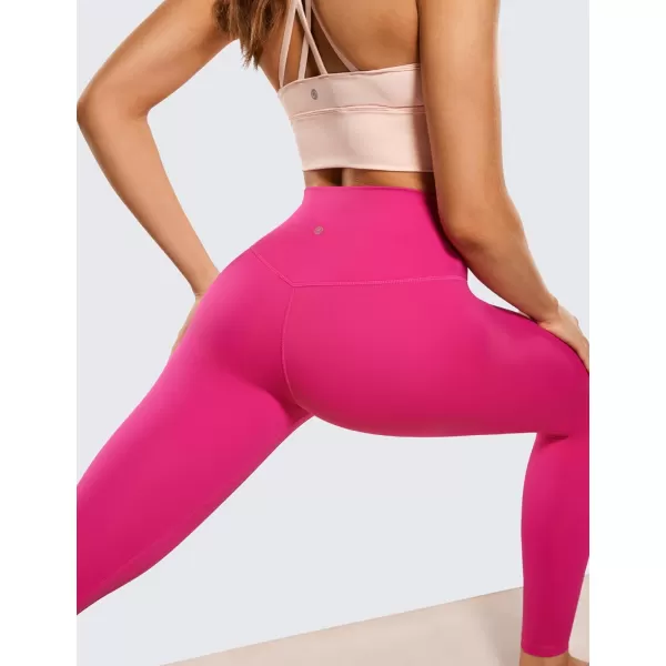 CRZ YOGA Womens Brushed Naked Feeling Workout Leggings 25  28 High Waisted Gym Compression Tummy Control Yoga PantsGranita Pink