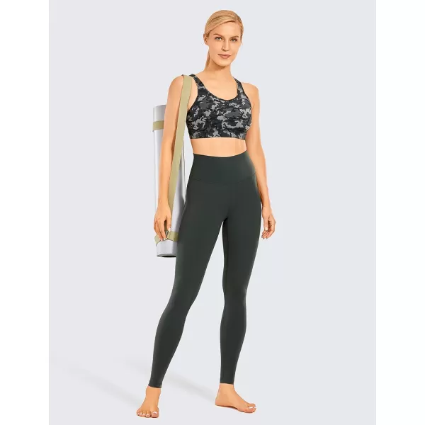CRZ YOGA Womens Brushed Naked Feeling Workout Leggings 25  28 High Waisted Gym Compression Tummy Control Yoga PantsGrey Olive