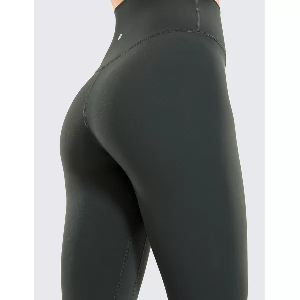CRZ YOGA Womens Brushed Naked Feeling Workout Leggings 25  28 High Waisted Gym Compression Tummy Control Yoga PantsGrey Olive