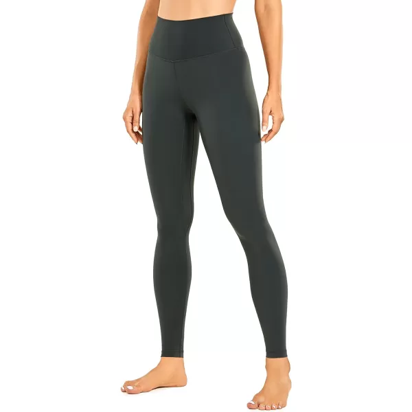 CRZ YOGA Womens Brushed Naked Feeling Workout Leggings 25  28 High Waisted Gym Compression Tummy Control Yoga PantsGrey Olive
