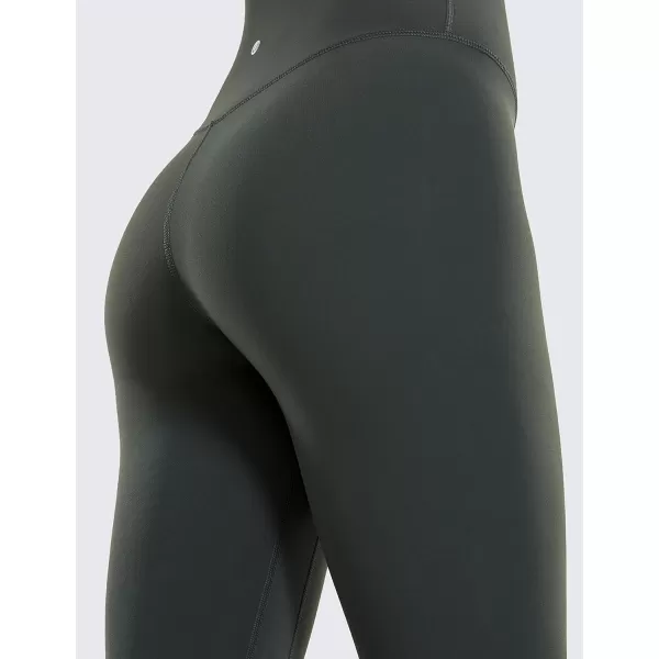 CRZ YOGA Womens Brushed Naked Feeling Workout Leggings 25  28 High Waisted Gym Compression Tummy Control Yoga PantsGrey Olive