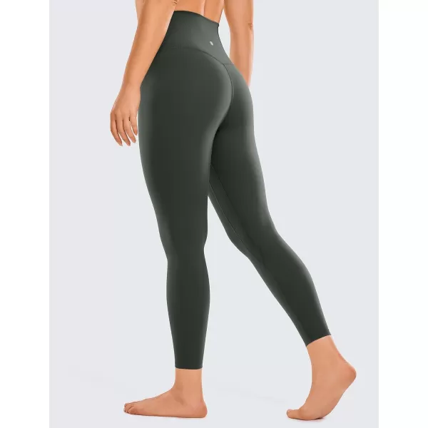 CRZ YOGA Womens Brushed Naked Feeling Workout Leggings 25  28 High Waisted Gym Compression Tummy Control Yoga PantsGrey Olive