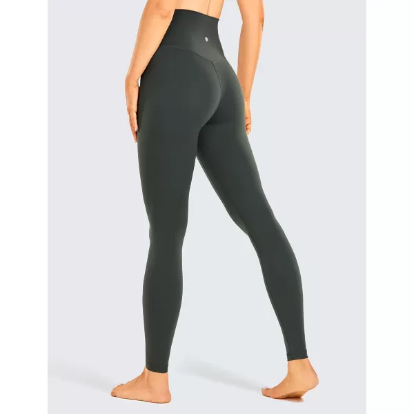 CRZ YOGA Womens Brushed Naked Feeling Workout Leggings 25  28 High Waisted Gym Compression Tummy Control Yoga PantsGrey Olive