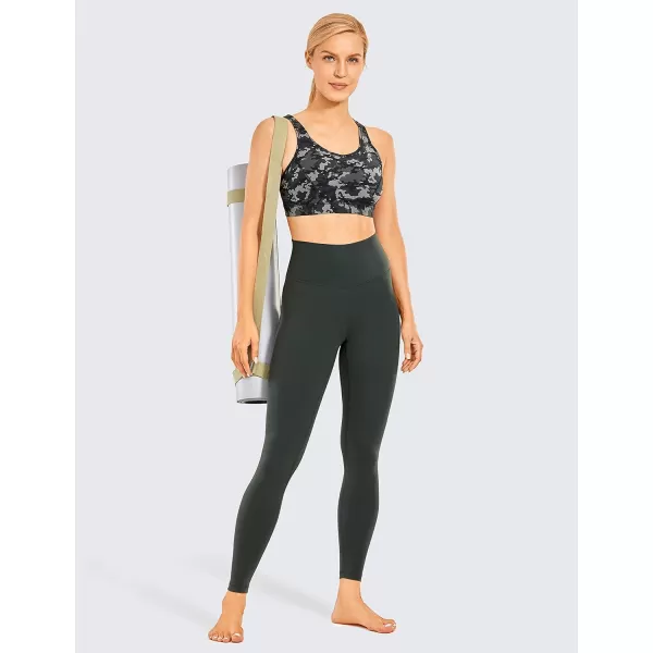 CRZ YOGA Womens Brushed Naked Feeling Workout Leggings 25  28 High Waisted Gym Compression Tummy Control Yoga PantsGrey Olive