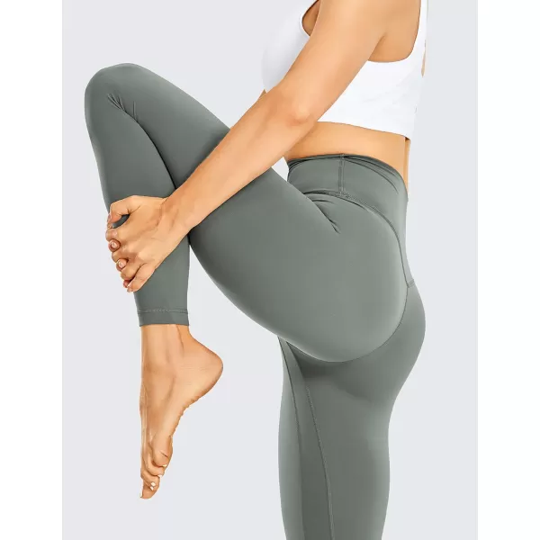 CRZ YOGA Womens Brushed Naked Feeling Workout Leggings 25  28 High Waisted Gym Compression Tummy Control Yoga PantsGrey Sage