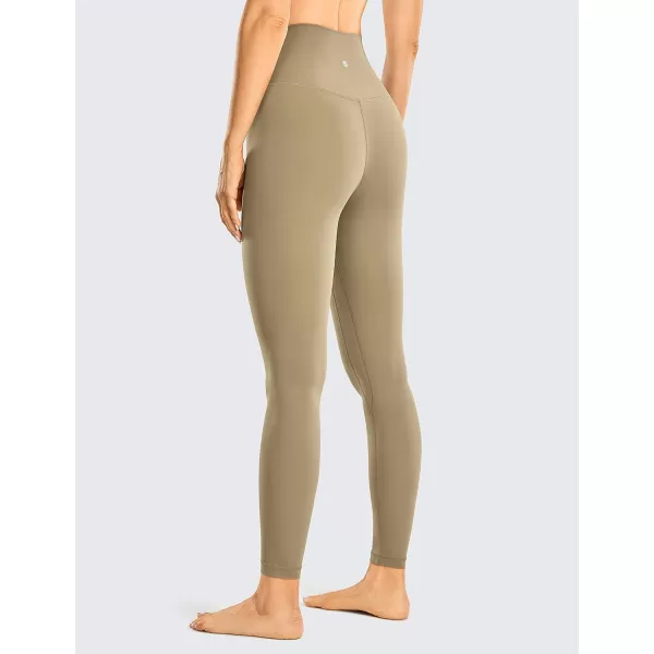 CRZ YOGA Womens Brushed Naked Feeling Workout Leggings 25  28 High Waisted Gym Compression Tummy Control Yoga PantsKhaki Fog