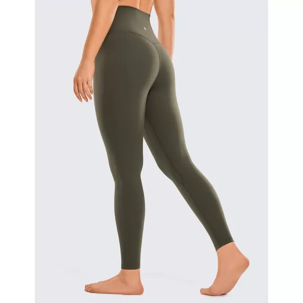 CRZ YOGA Womens Brushed Naked Feeling Workout Leggings 25  28 High Waisted Gym Compression Tummy Control Yoga PantsOlive Green