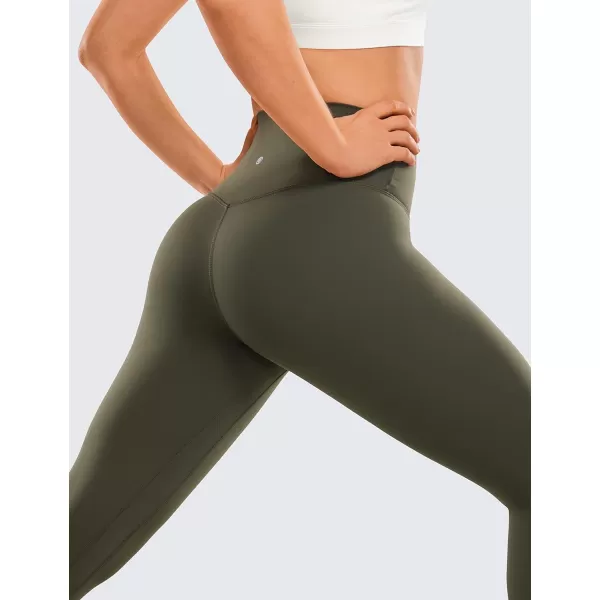 CRZ YOGA Womens Brushed Naked Feeling Workout Leggings 25  28 High Waisted Gym Compression Tummy Control Yoga PantsOlive Green