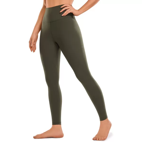 CRZ YOGA Womens Brushed Naked Feeling Workout Leggings 25  28 High Waisted Gym Compression Tummy Control Yoga PantsOlive Green