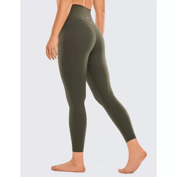 CRZ YOGA Womens Brushed Naked Feeling Workout Leggings 25  28 High Waisted Gym Compression Tummy Control Yoga PantsOlive Green