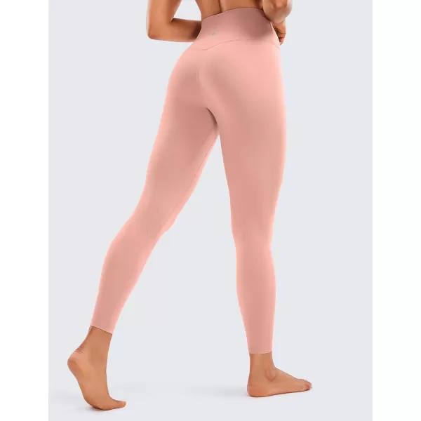 CRZ YOGA Womens Brushed Naked Feeling Workout Leggings 25  28 High Waisted Gym Compression Tummy Control Yoga PantsPink Puff