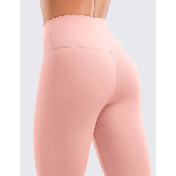 CRZ YOGA Womens Brushed Naked Feeling Workout Leggings 25  28 High Waisted Gym Compression Tummy Control Yoga PantsPink Puff