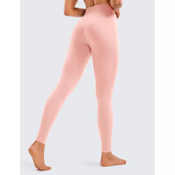 CRZ YOGA Womens Brushed Naked Feeling Workout Leggings 25  28 High Waisted Gym Compression Tummy Control Yoga PantsPink Puff