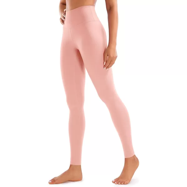 CRZ YOGA Womens Brushed Naked Feeling Workout Leggings 25  28 High Waisted Gym Compression Tummy Control Yoga PantsPink Puff