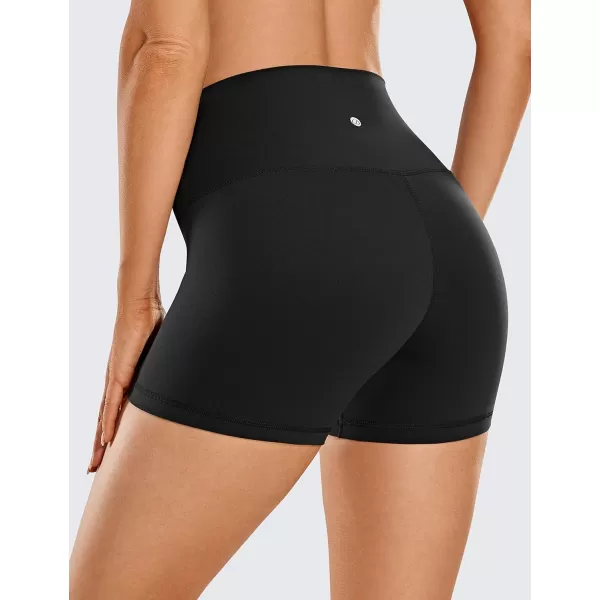 CRZ YOGA Womens ButterLuxe Biker Shorts 4 Inches  High Waisted Workout Running Volleyball Spandex Yoga ShortsBlack