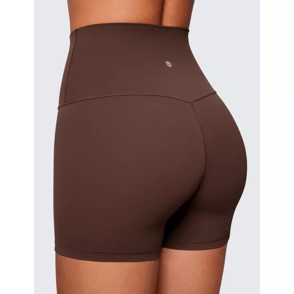 CRZ YOGA Womens ButterLuxe Biker Shorts 4 Inches  High Waisted Workout Running Volleyball Spandex Yoga ShortsCoffee Brown