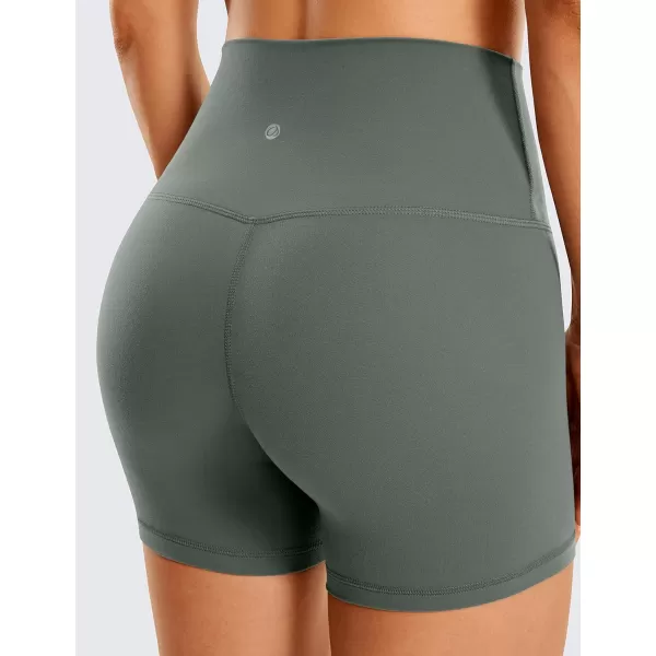 CRZ YOGA Womens ButterLuxe Biker Shorts 4 Inches  High Waisted Workout Running Volleyball Spandex Yoga ShortsGrey Sage