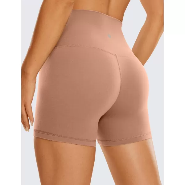 CRZ YOGA Womens ButterLuxe Biker Shorts 4 Inches  High Waisted Workout Running Volleyball Spandex Yoga ShortsMocha Mousse