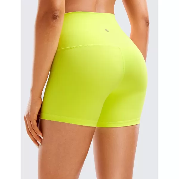 CRZ YOGA Womens ButterLuxe Biker Shorts 4 Inches  High Waisted Workout Running Volleyball Spandex Yoga ShortsNeon Yellow