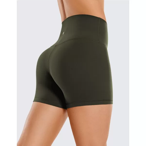 CRZ YOGA Womens ButterLuxe Biker Shorts 4 Inches  High Waisted Workout Running Volleyball Spandex Yoga ShortsOlive Green