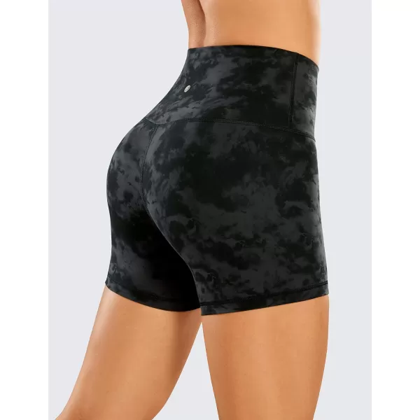 CRZ YOGA Womens ButterLuxe Biker Shorts 4 Inches  High Waisted Workout Running Volleyball Spandex Yoga ShortsTie Dye Smoke Ink