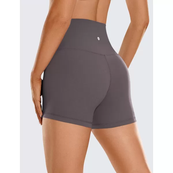 CRZ YOGA Womens ButterLuxe Biker Shorts 4 Inches  High Waisted Workout Running Volleyball Spandex Yoga ShortsTornado Grey