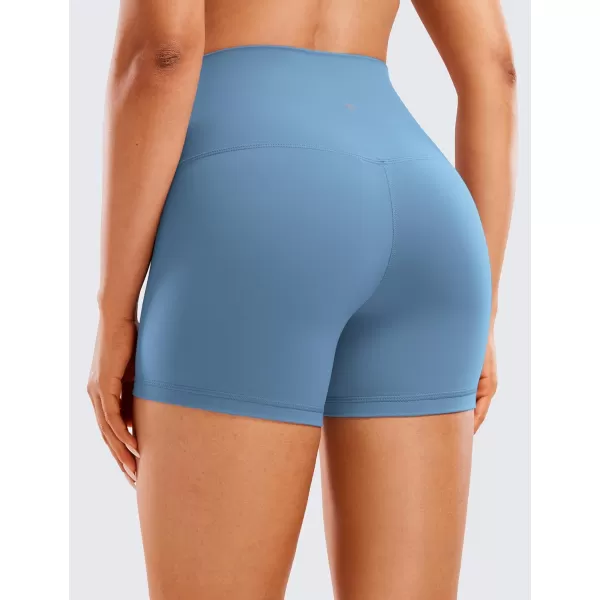CRZ YOGA Womens ButterLuxe Biker Shorts 4 Inches  High Waisted Workout Running Volleyball Spandex Yoga ShortsUniverse Blue