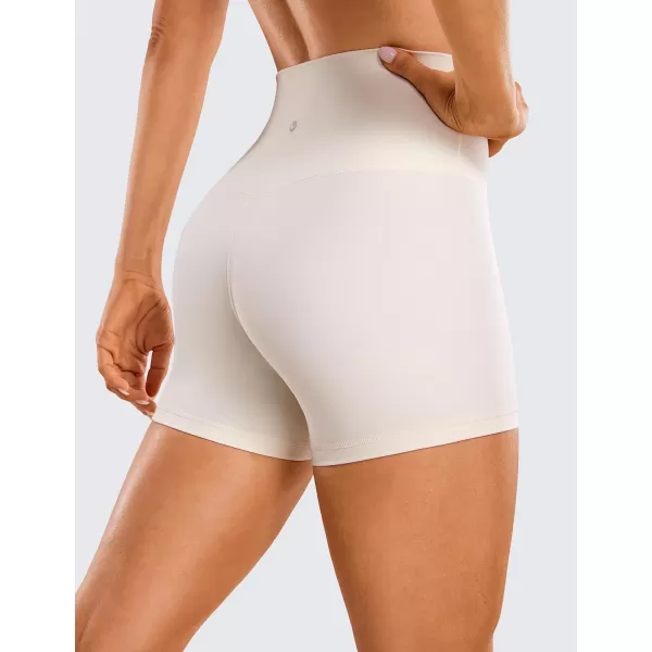 CRZ YOGA Womens ButterLuxe Biker Shorts 4 Inches  High Waisted Workout Running Volleyball Spandex Yoga ShortsWhite Apricot