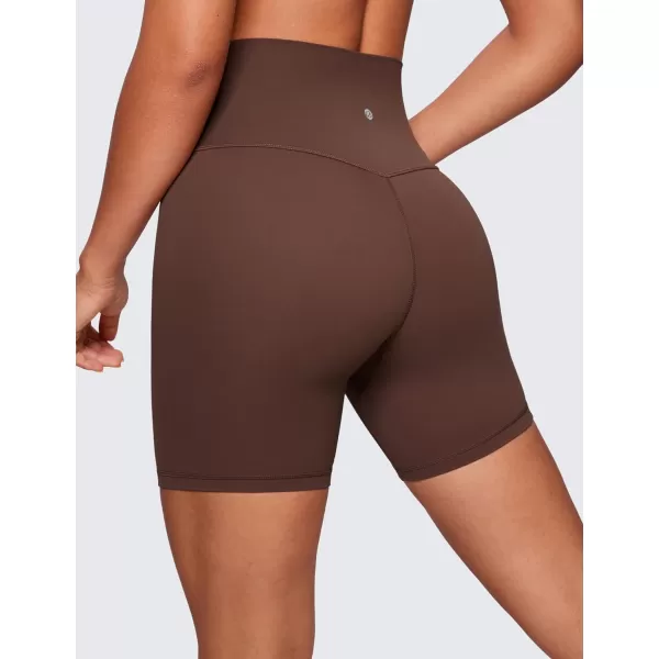 CRZ YOGA Womens ButterLuxe Biker Shorts 6 Inches  High Waisted Workout Running Volleyball Spandex Yoga ShortsCoffee Brown