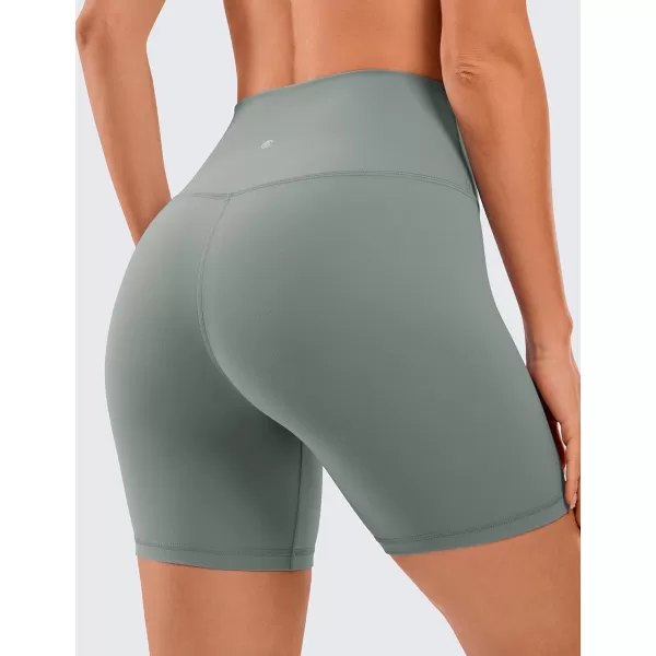 CRZ YOGA Womens ButterLuxe Biker Shorts 6 Inches  High Waisted Workout Running Volleyball Spandex Yoga ShortsGrey Sage