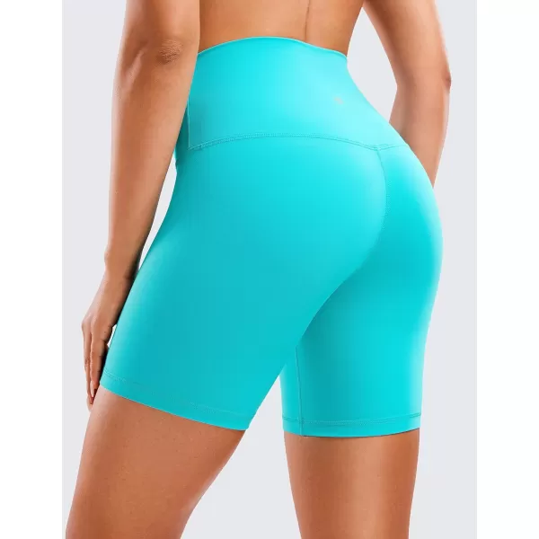 CRZ YOGA Womens ButterLuxe Biker Shorts 6 Inches  High Waisted Workout Running Volleyball Spandex Yoga ShortsNeon Spectral Blue