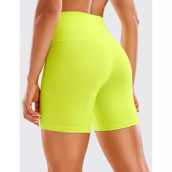 CRZ YOGA Womens ButterLuxe Biker Shorts 6 Inches  High Waisted Workout Running Volleyball Spandex Yoga ShortsNeon Yellow