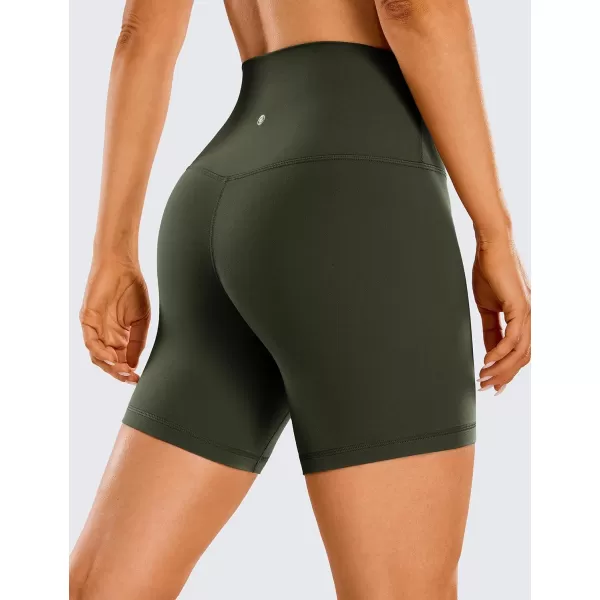 CRZ YOGA Womens ButterLuxe Biker Shorts 6 Inches  High Waisted Workout Running Volleyball Spandex Yoga ShortsOlive Green