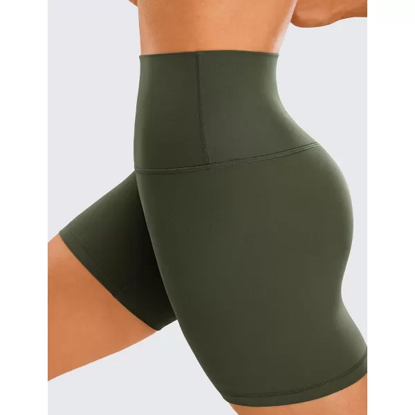 CRZ YOGA Womens ButterLuxe Biker Shorts 6 Inches  High Waisted Workout Running Volleyball Spandex Yoga ShortsOlive Green